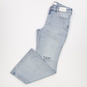 Hollister Women's High Rise Ripped Denim Flare Jeans Light Wash Blue Size 12s